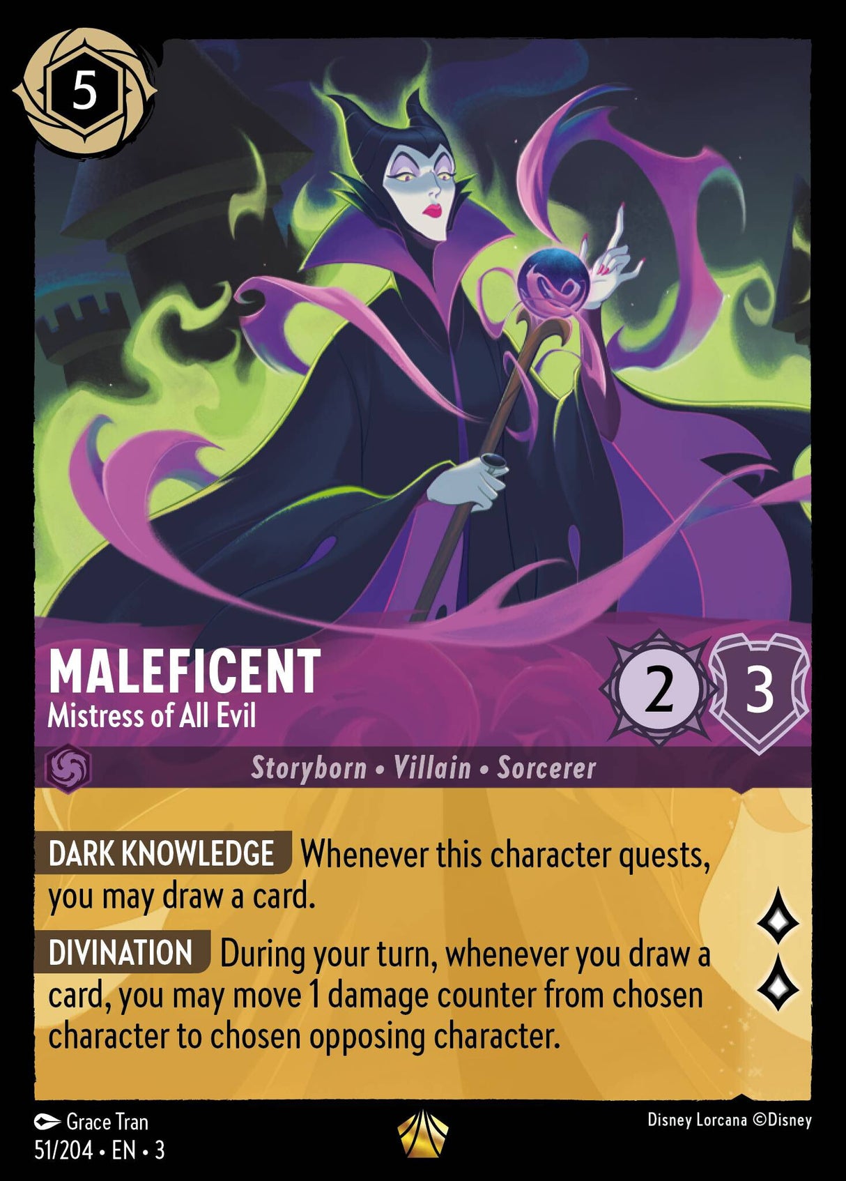 Disney Lorcana Into The Inklands 051/204 MALEFICENT Mistress of All Evil Foil