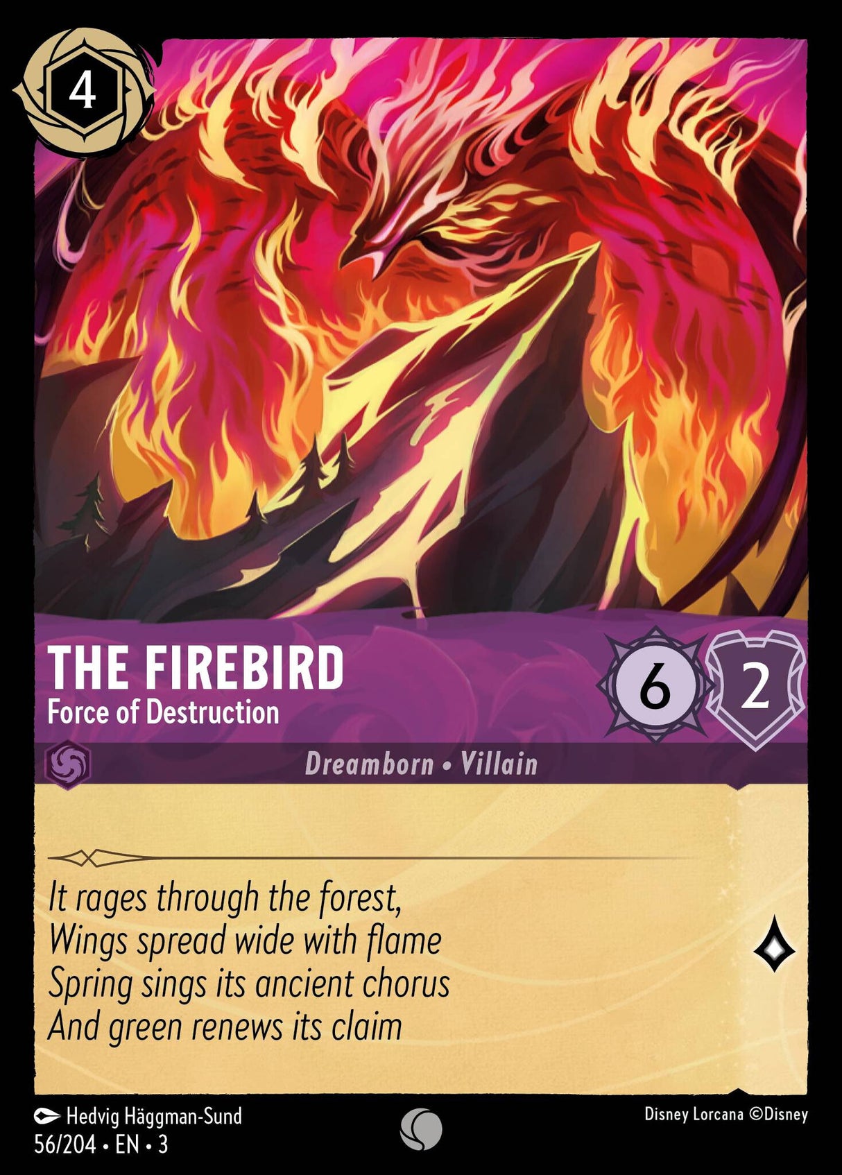 Disney Lorcana Into The Inklands 056/204 THE FIREBIRD Force of Destruction